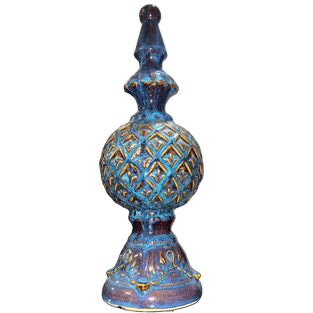 8 CERAMIC FINIAL STATUE Drip Glaze Finish Neoclassic, Mid-Century 16" Tall 5''